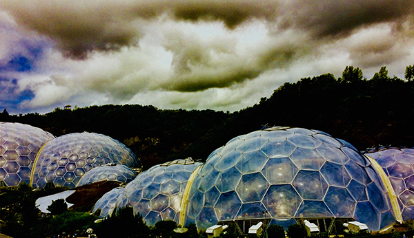 The biodomes at the Eden Project from a birds eye view. 